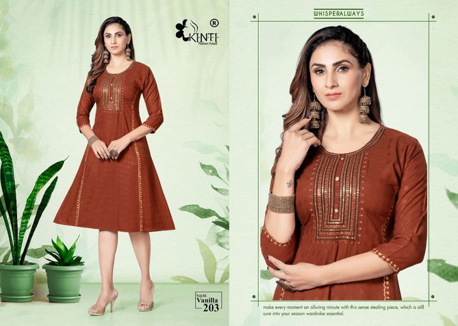 Vanilla Vol 2 By Kinti 201-206 Embroidery Kurtis Catalog